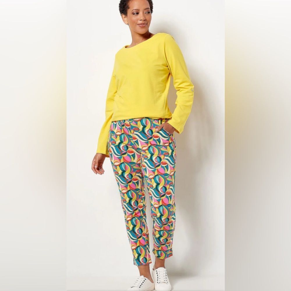 🌸 Sport Savvy Printed Terry Slim Pants Pear Multi Size M (AA4)